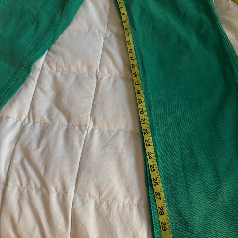 Zara Woman’s Wide Leg Raw Hem Green Jeans - Picture 2 of 3